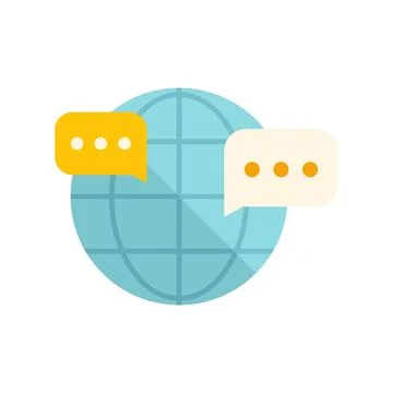 Global interaction icon flat vector. Service team Stock Illustration