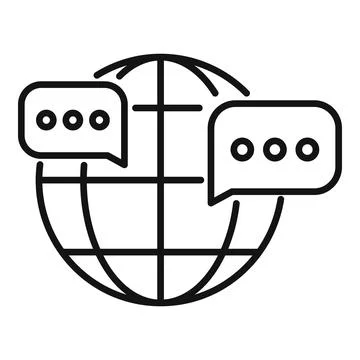 Global interaction icon outline vector. Service team Illustrazione stock