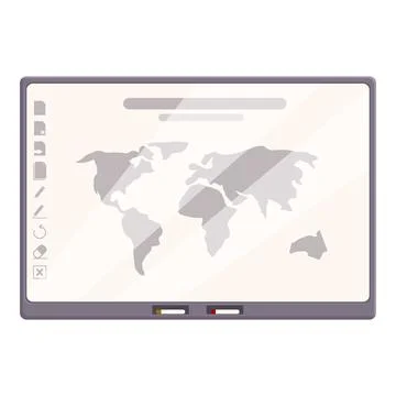 Global interactive map icon cartoon vector. Touch screen Stock Illustration