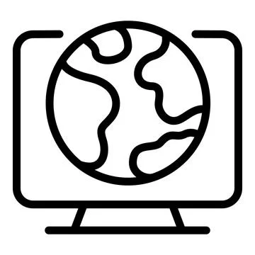 Global interactive tv icon, outline style Stock Illustration