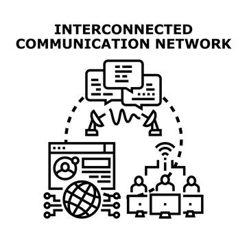 Global interconnected communication network connecting people worldwide Stock Illustration