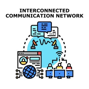 Global interconnected communication network connecting people worldwide Stock Illustration