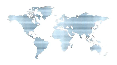Global International Business World Map Mosaic Animation 4k on White Background. Stock Footage 345132995