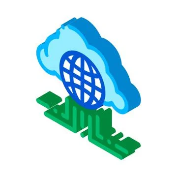 Global Internet Cloud Networking isometric icon vector illustration Stock Illustration
