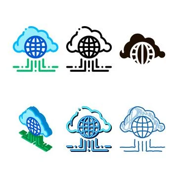 Global internet cloud networking vector sign pack icon Stock Illustration