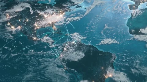 Global internet communication network growing around planet Earth innovation Stock-Footage 334652042