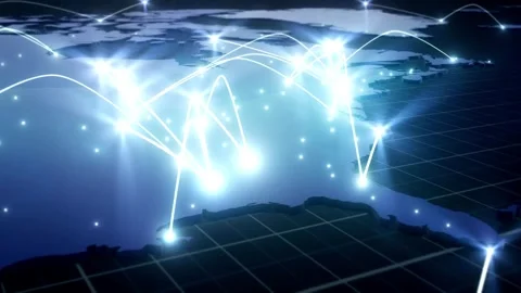 Global internet communication network growing around planet Earth innovation 스톡 동영상 334652473