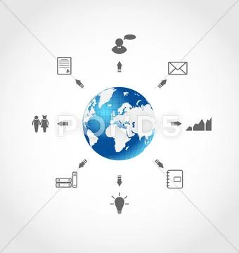 Global internet communication, set business pictograms Stock Illustrationen
