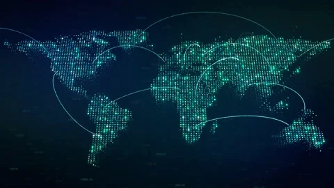 Global internet connection on digital Earth map Stock Footage 229167254