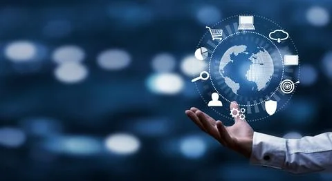 Global internet connection. Digital Technology. Finance and banking Stock Photos