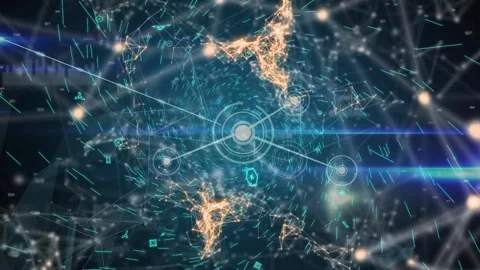 Global internet connection line network World Smart network technology blue dark 動画素材 334652909