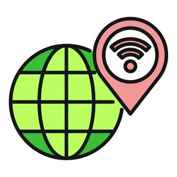 Global internet connectivity network with wifi hotspot location Stock Illustration