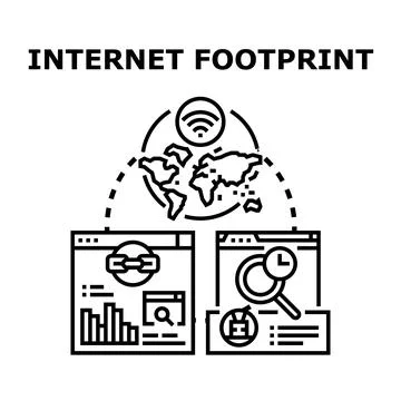 Global internet footprint tracking digital user data Stock Illustration