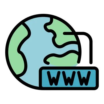 Global internet interaction icon color outline vector Stockillustratie