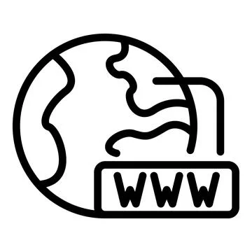 Global internet interaction icon, outline style Stock Illustration