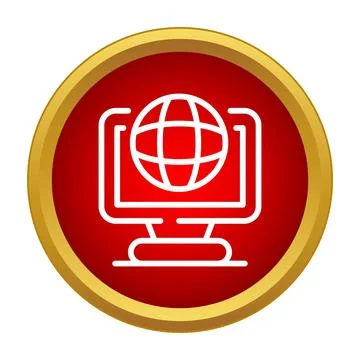 Global internet network connection on desktop computer monitor 스톡 일러스트
