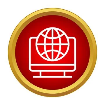 Global internet network connectivity icon on red button Stock-Illustration