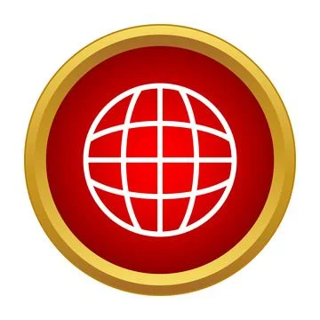 Global internet network symbol on a red button Stock Illustration