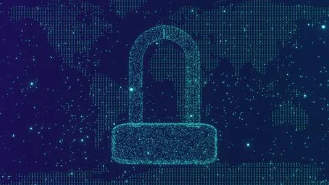 Global Internet security. Cyber security concept in magenta color. 3D render. Illustrazione stock