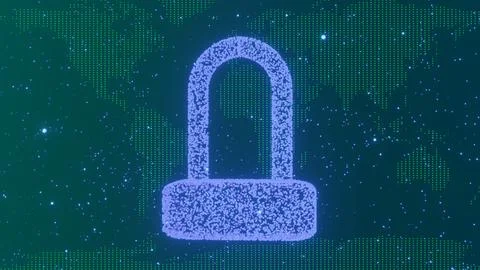 Global Internet security. Cyber security concept in magenta color. 3D render. 스톡 일러스트
