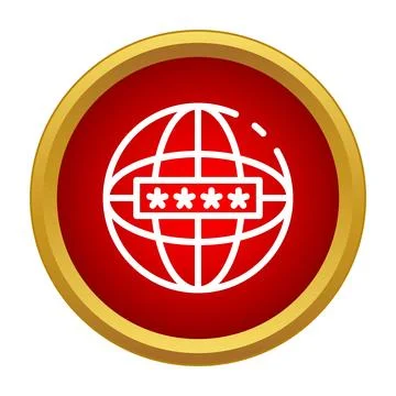 Global internet security with password protection icon Stock Illustration