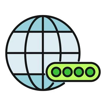 Global internet security password protection concept icon Illustrazione stock