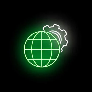 Global internet settings configuration neon glow icon Stock Illustration