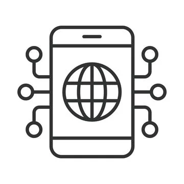 Global internet smartphone icon in line design. global internet, world Stock Illustration
