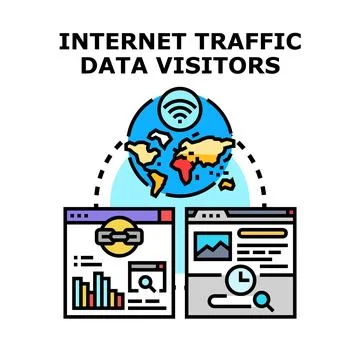 Global internet traffic data visitors analysis concept Stock Illustration