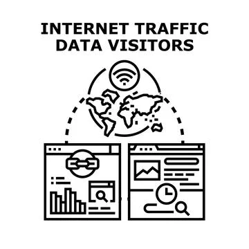 Global internet traffic data visitors analysis concept 库存插图