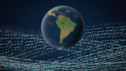 Global internet traffic earth glow bead currents seamless loop Vídeos de archivo 343823347