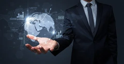Global internet using concept with businessman Stock Photos
