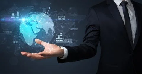 Global internet using concept with businessman Stock Photos