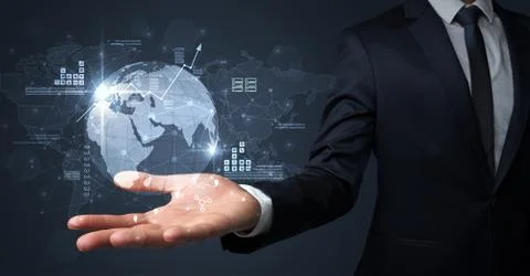 Global internet using concept with businessman Stock Photos