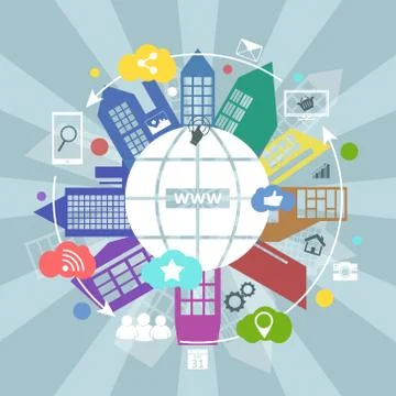 Global internet vector concept illustration. Stock Illustration