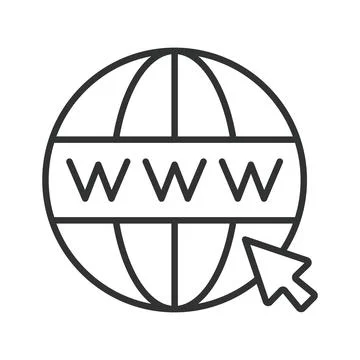 Global internet www globe with cursor icon in line design. Network, website Stock Illustration