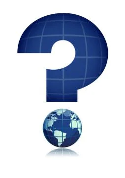 Global interrogation illustration isolated over a white background Illustrazione stock