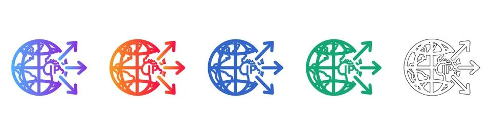 Global IP Address Networking and Routing Icons Stock Illustration
