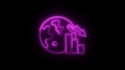 Global Isolated on Black Background Neon Worldwide Connection Animation Stock Footage 329504061