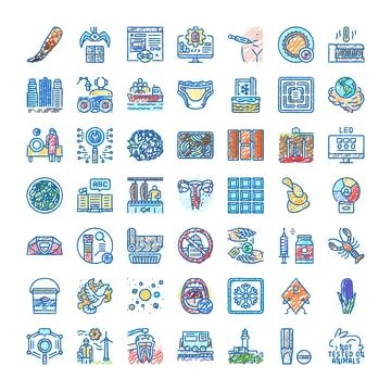 Global issues and modern industry doodle icons set 스톡 일러스트