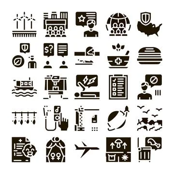 Global issues and social problems icon set Stock Illustration