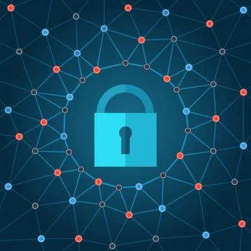 Global IT security protection concept. Web background with closed padlock a.. イラスト素材