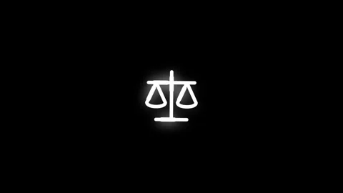 Global Justice Scale Line Icon Animation Loop Black Background Video stock 342209590