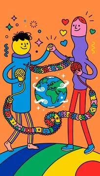 Global Knitting Collaboration イラスト素材
