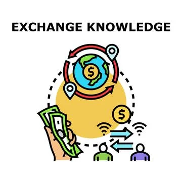 Global knowledge exchange and financial transaction concept Illustrazione stock