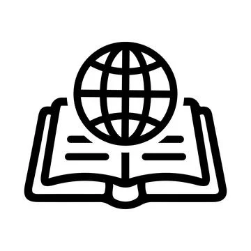 Global, knowledge icon. Black vector graphics. Stock Illustration