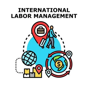 Global labor management and workforce mobility concept Stock Illustration