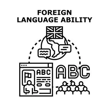Global language ability acquiring knowledge concept Stock Illustration