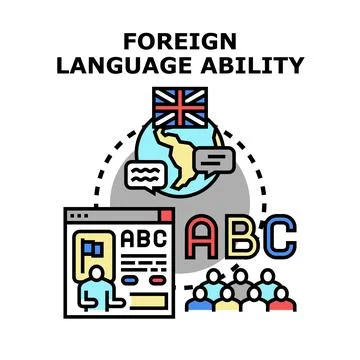 Global language ability acquiring knowledge concept Stock Illustration
