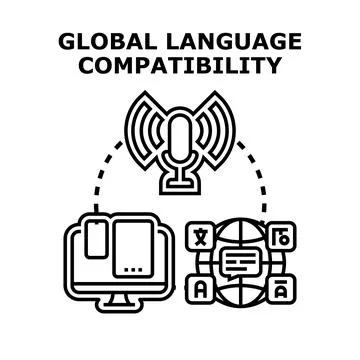 Global language compatibility and communication technology concept Stock Illustration